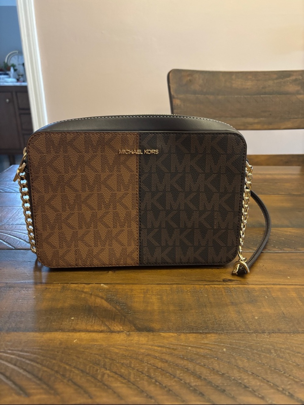 Michael Kors Two-Tone MK Signature Camera Bag